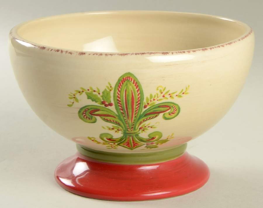 Fleur De Lis Holiday Footed Soup/Cereal Bowl by Artimino-1