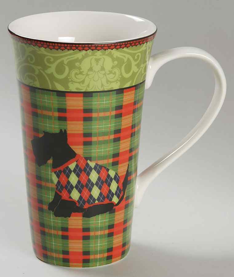Christmas Scotty Argyle Latte Mug by 222 Fifth (PTS)-1