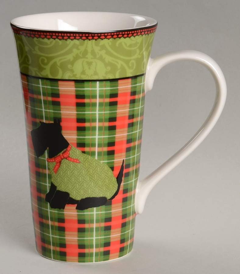 Christmas Scotty Argyle Latte Mug by 222 Fifth (PTS)-1