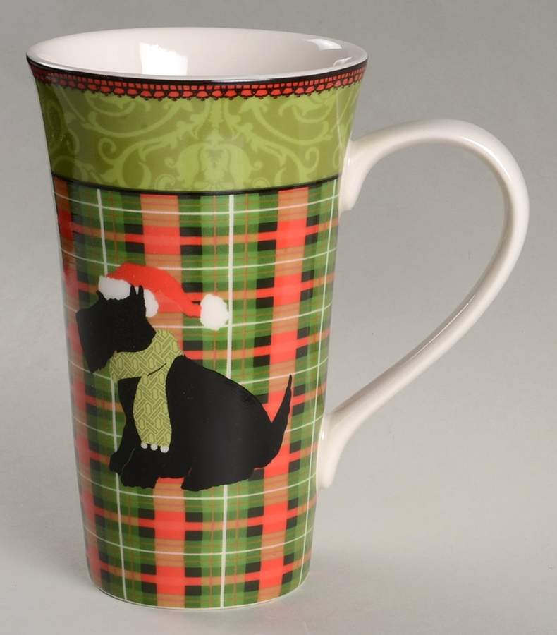 Christmas Scotty Argyle Latte Mug by 222 Fifth (PTS)-1