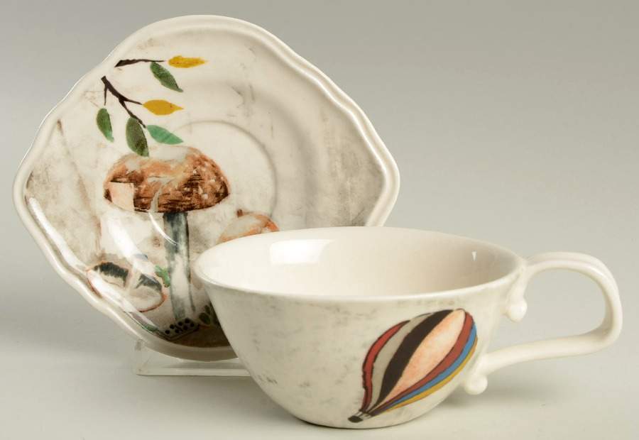 Curious Deciduous Flat Cup & Saucer Set by Anthropologie-1