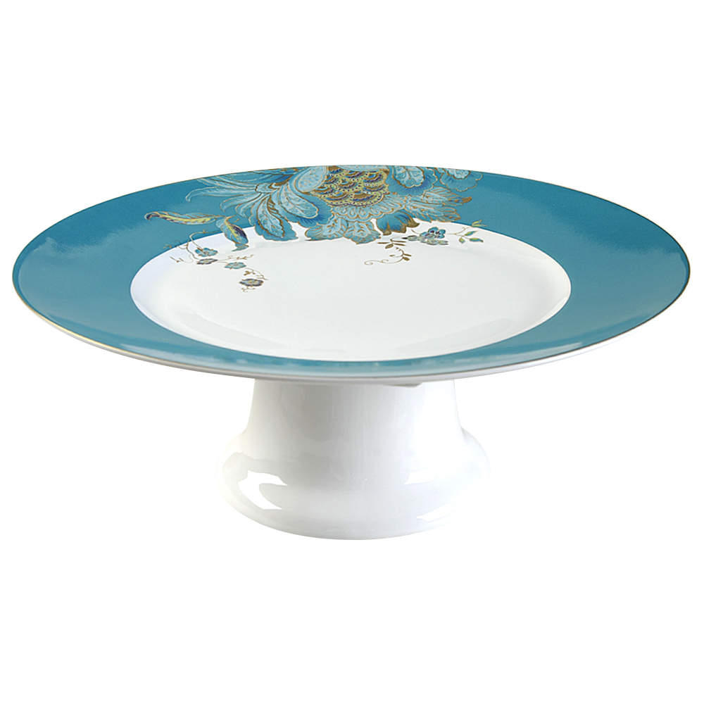 Eliza Teal 10" Diameter Pedestal Cake Stand by 222 Fifth (PTS)-1