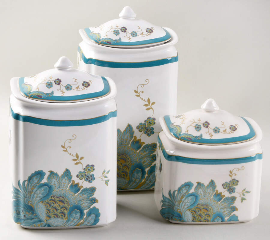 Eliza Teal (3 Piece) Canister Set by 222 Fifth (PTS)-1