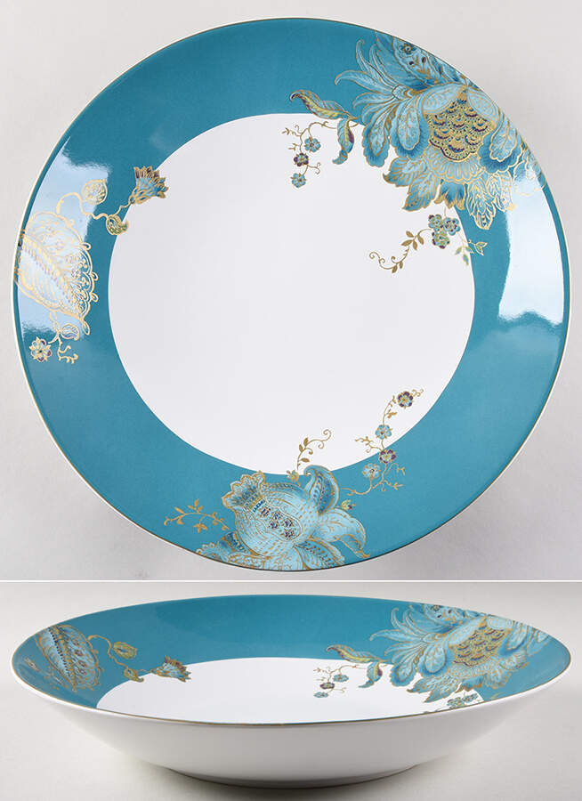 Eliza Teal 13" Pasta Serving Bowl by 222 Fifth (PTS)-1