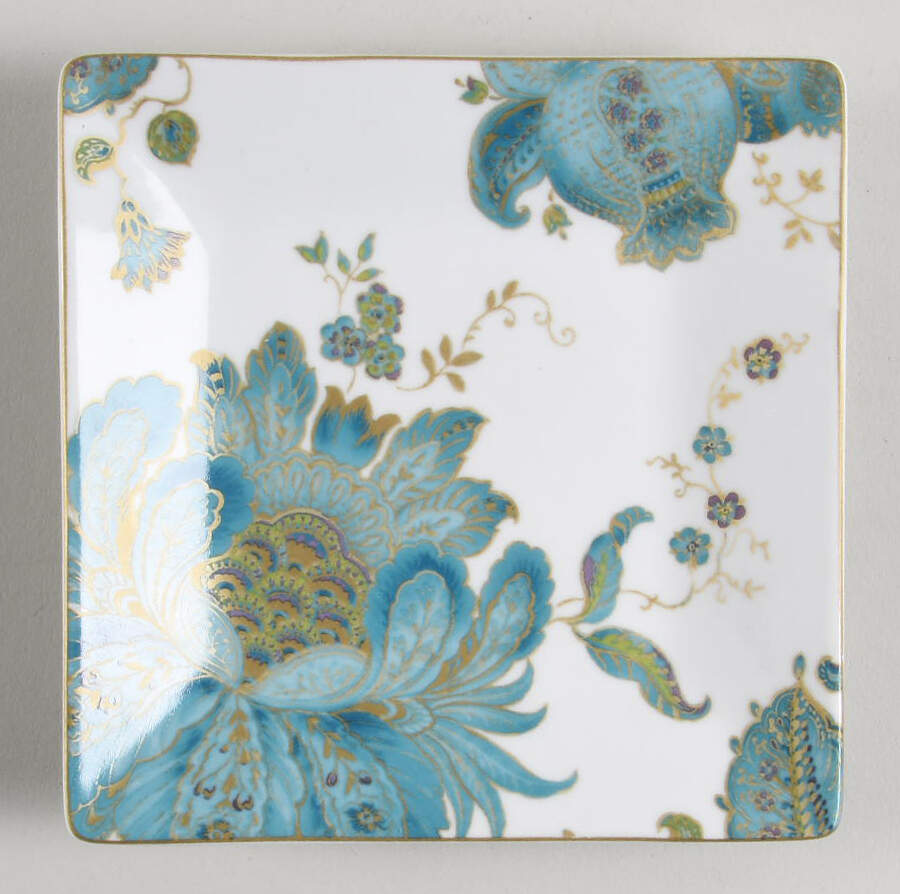 Eliza Teal Square Appetizer Plate by 222 Fifth (PTS)-1