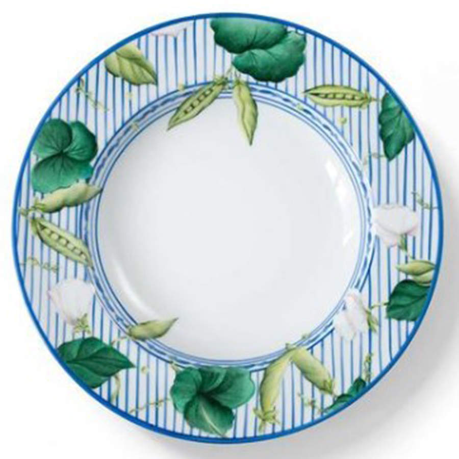 Potager Blue Large Rim Soup Bowl by Alberto Pinto-1