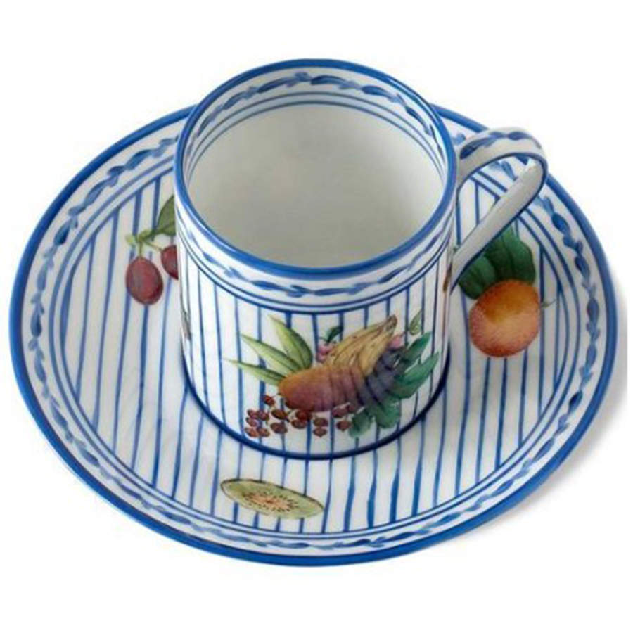 Potager Blue Flat Demitasse Cup & Saucer Set by Alberto Pinto-1