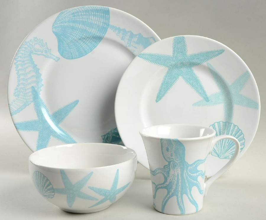Coastal Life Blue 4 Piece Place Setting by 222 Fifth (PTS)-1