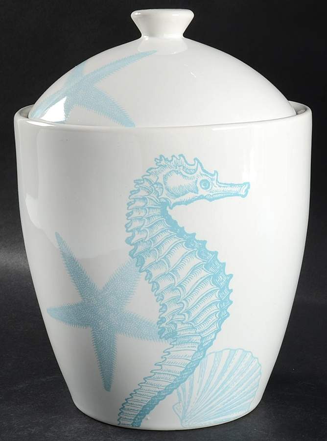 Coastal Life Blue Large Canister & Lid by 222 Fifth (PTS)-1