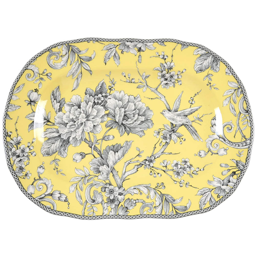 Adelaide Yellow 14" Oval Serving Platter by 222 Fifth (PTS)-1