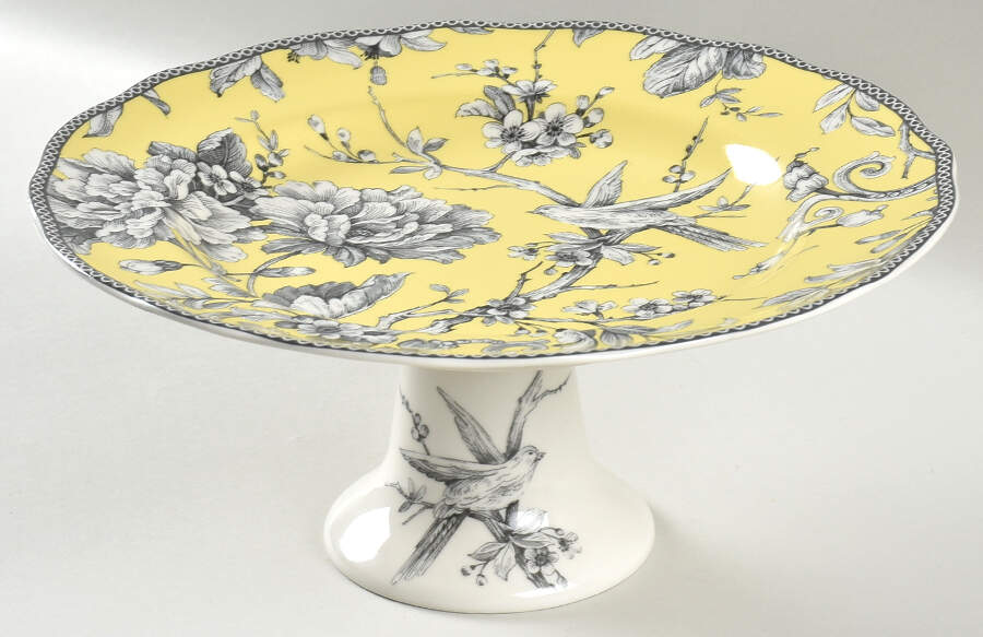 Adelaide Yellow 11" Diameter Pedestal Cake Stand by 222 Fifth (PTS)-1