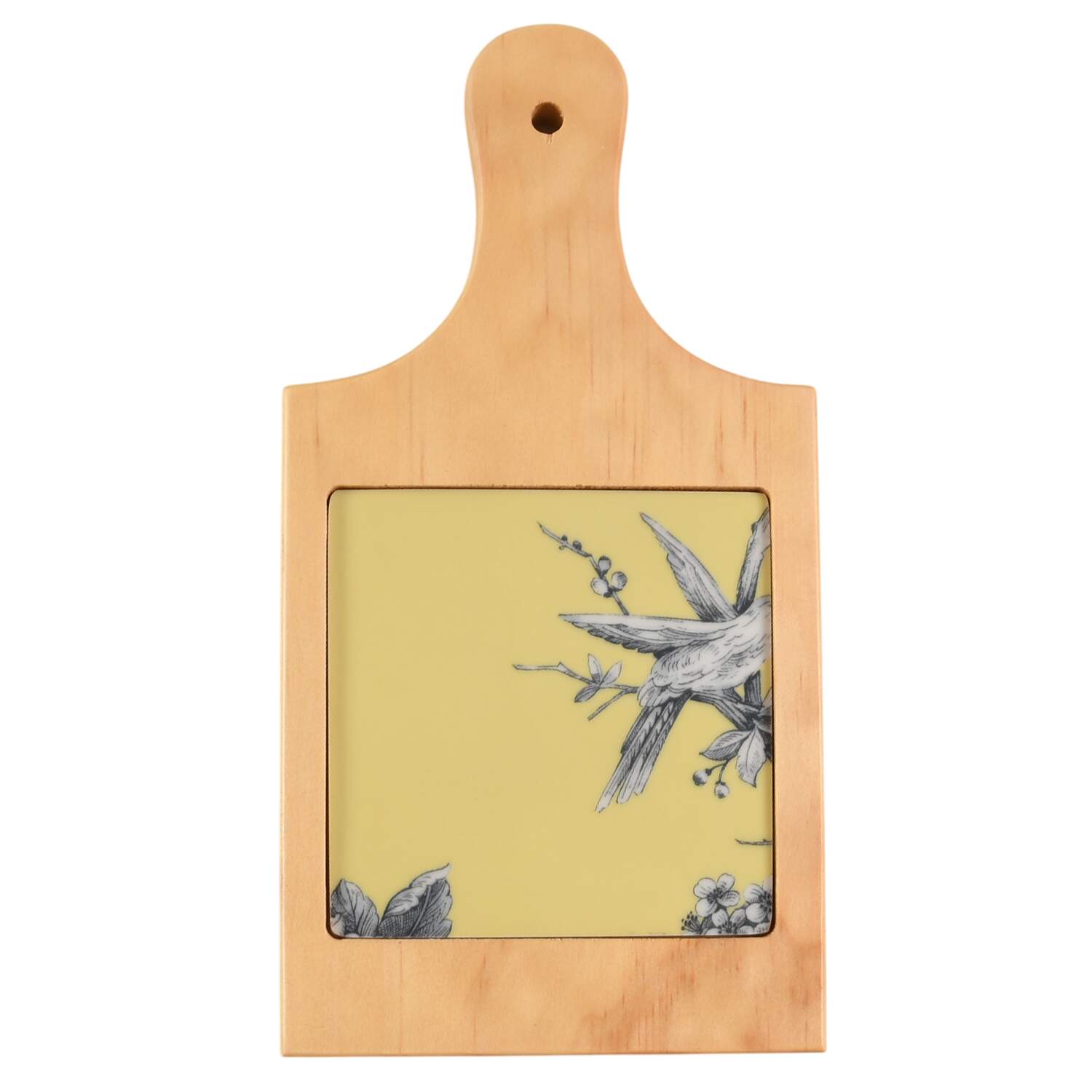 Adelaide Yellow 10" Natural Wood Cheese Board with Tile  HC by 222 Fifth (PTS)-1