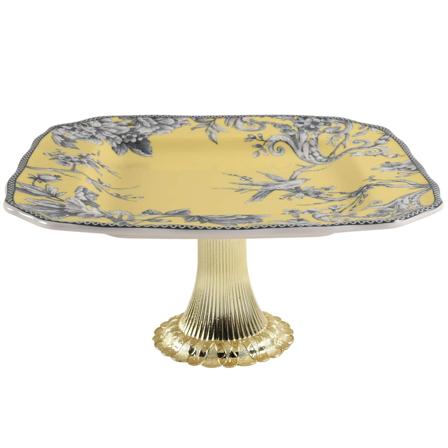 Adelaide Yellow Cake Stand with 4"-5" Metal Pedestal  Hc by 222 Fifth (PTS)-1