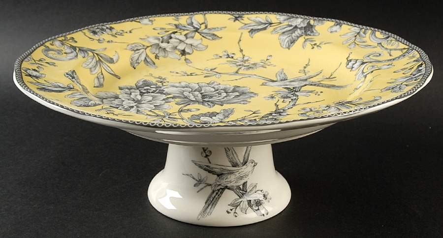 Adelaide Yellow 12" Diameter Pedestal Cake Stand by 222 Fifth (PTS)-1