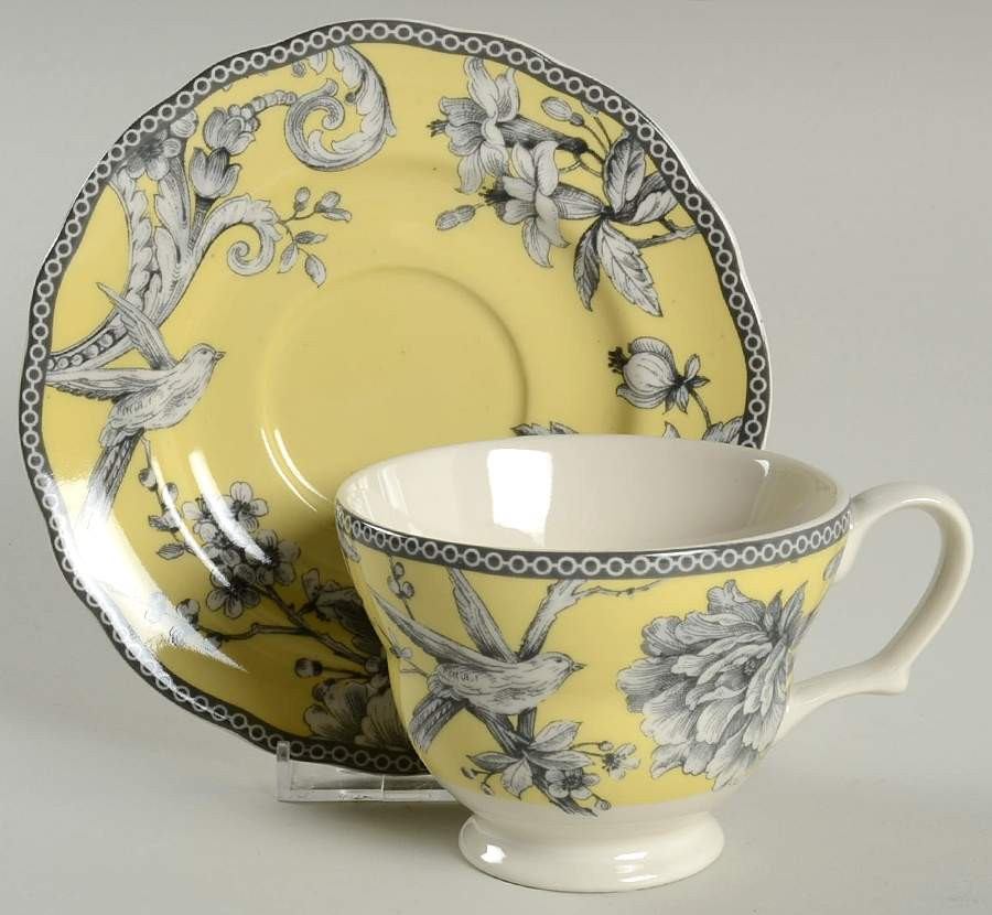 Adelaide Yellow Footed Cup & Saucer Set by 222 Fifth (PTS)-1