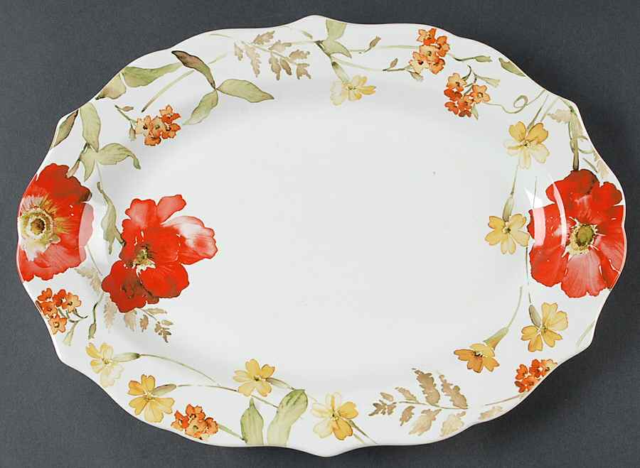 Gaia Red 13" Oval Serving Platter by 222 Fifth (PTS)-1