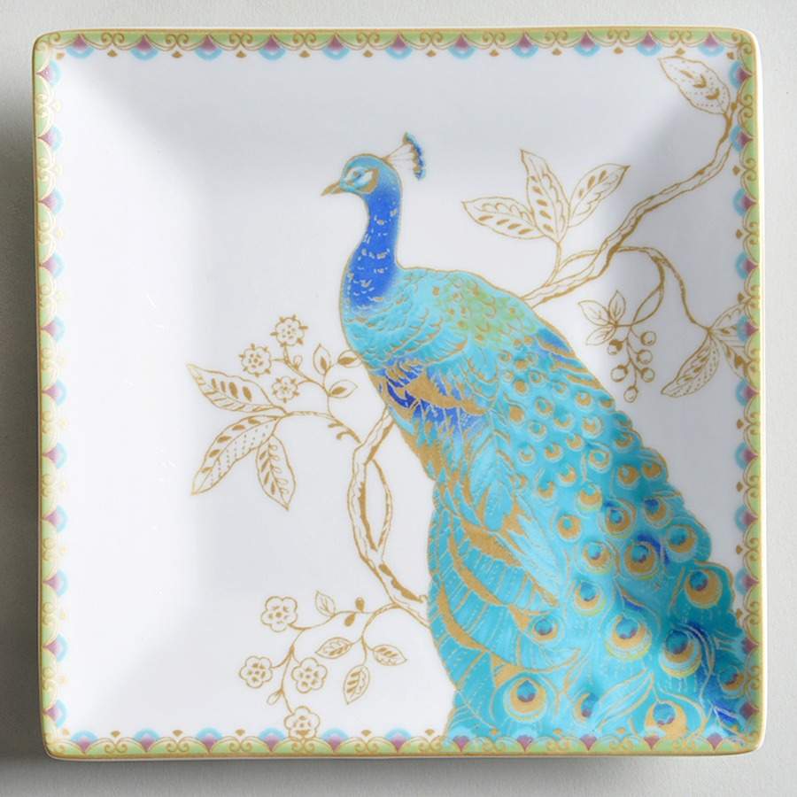 Peacock Garden Square Appetizer Plate by 222 Fifth (PTS)-1