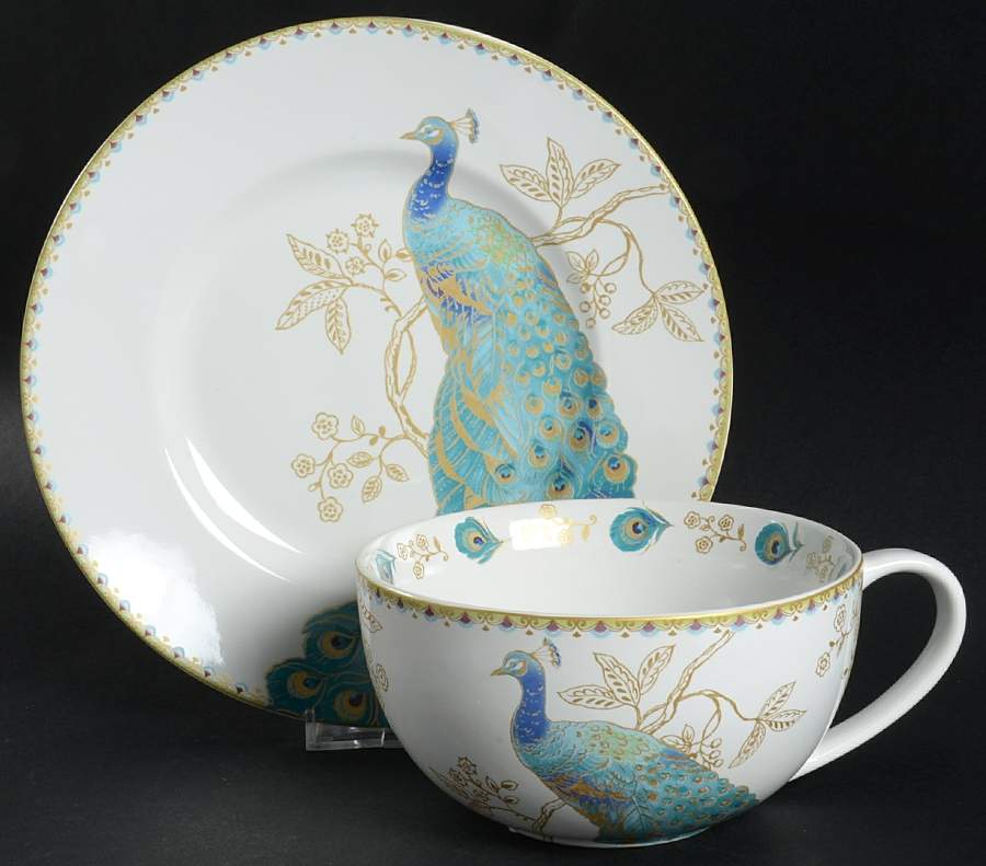 Peacock Garden Soup Mug & Plate Set (Uses the Salad Plate) by 222 Fifth (PTS)-1
