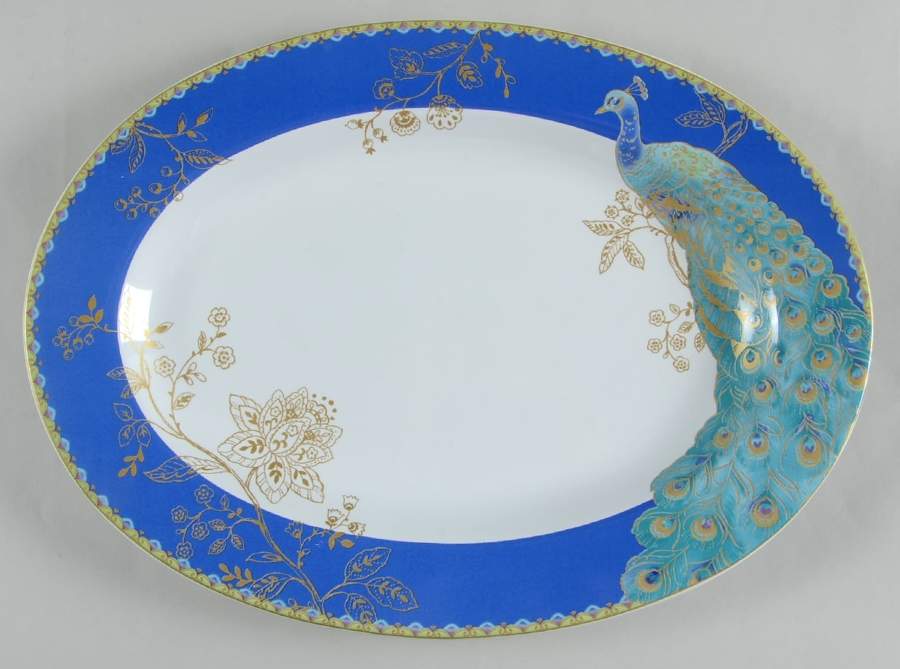 Peacock Garden 14" Oval Serving Platter by 222 Fifth (PTS)-1