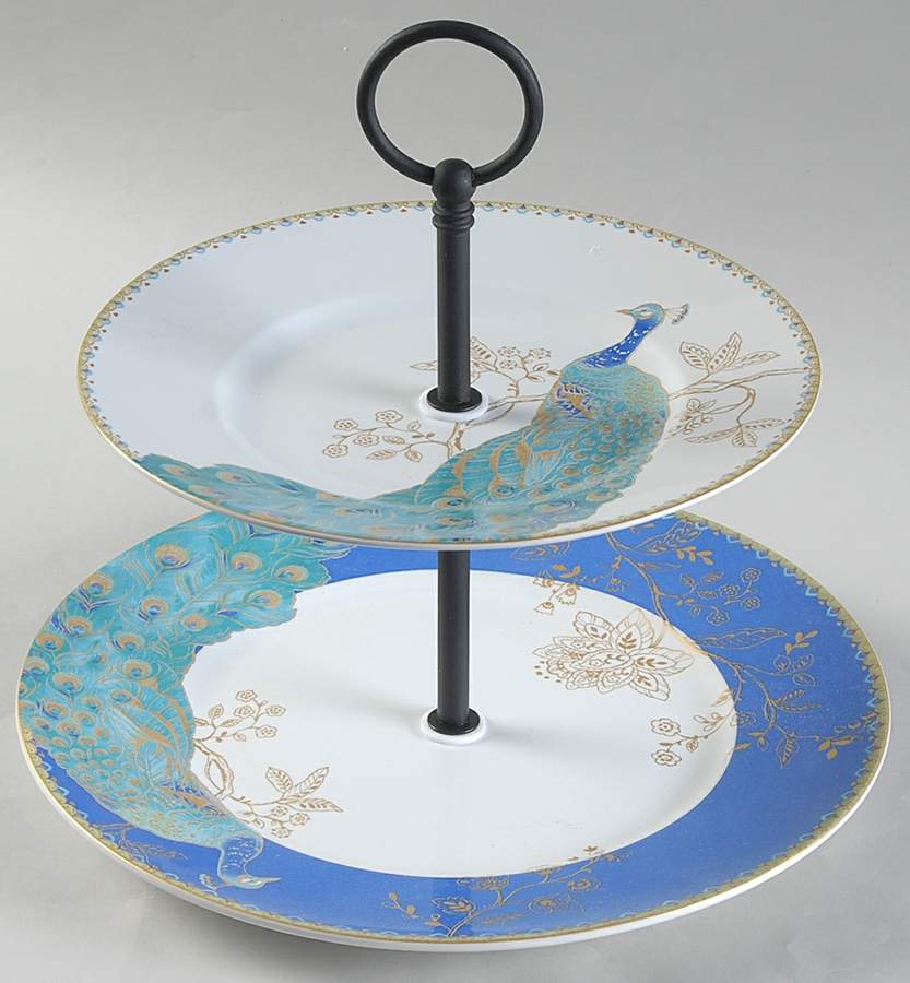 Peacock Garden 2 Tier Serving Tray (DPM,SP) by 222 Fifth (PTS)-1