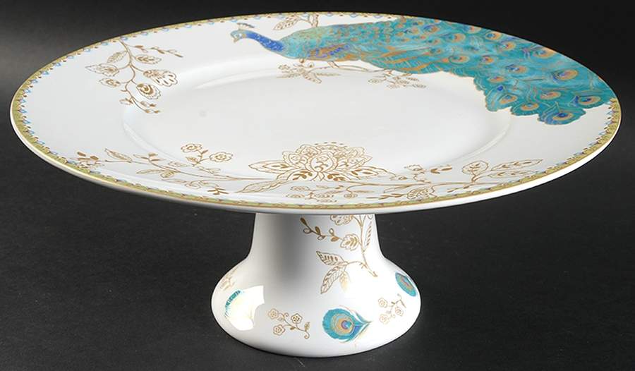 Peacock Garden 10" Diameter Pedestal Cake Stand by 222 Fifth (PTS)-1