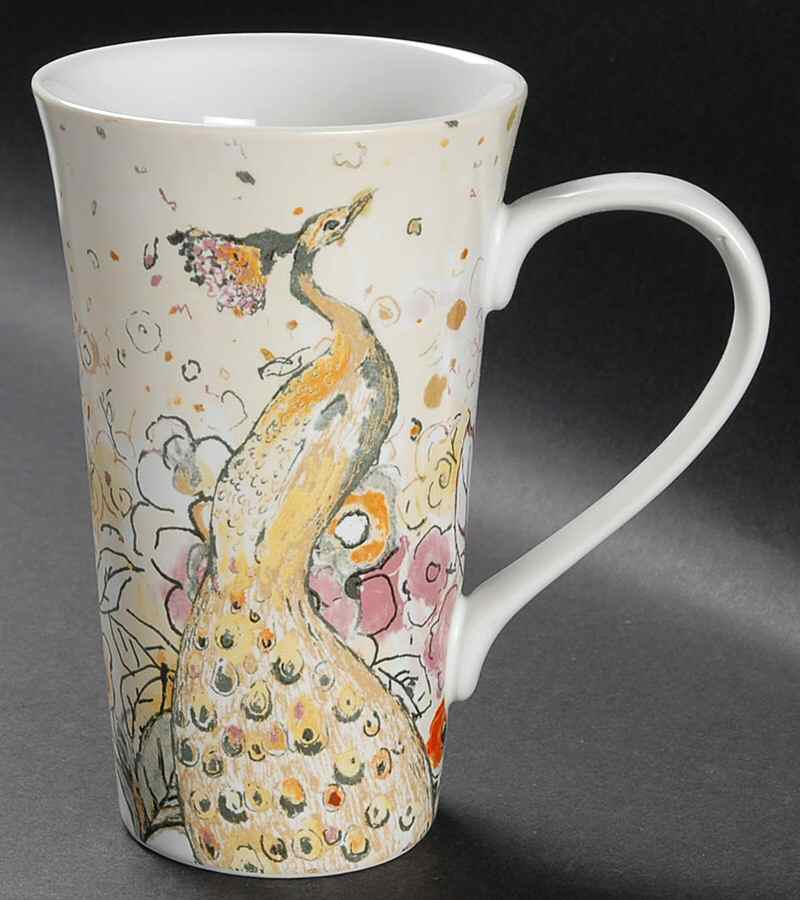 Confetti Peacock Latte Mug by 222 Fifth (PTS)-1
