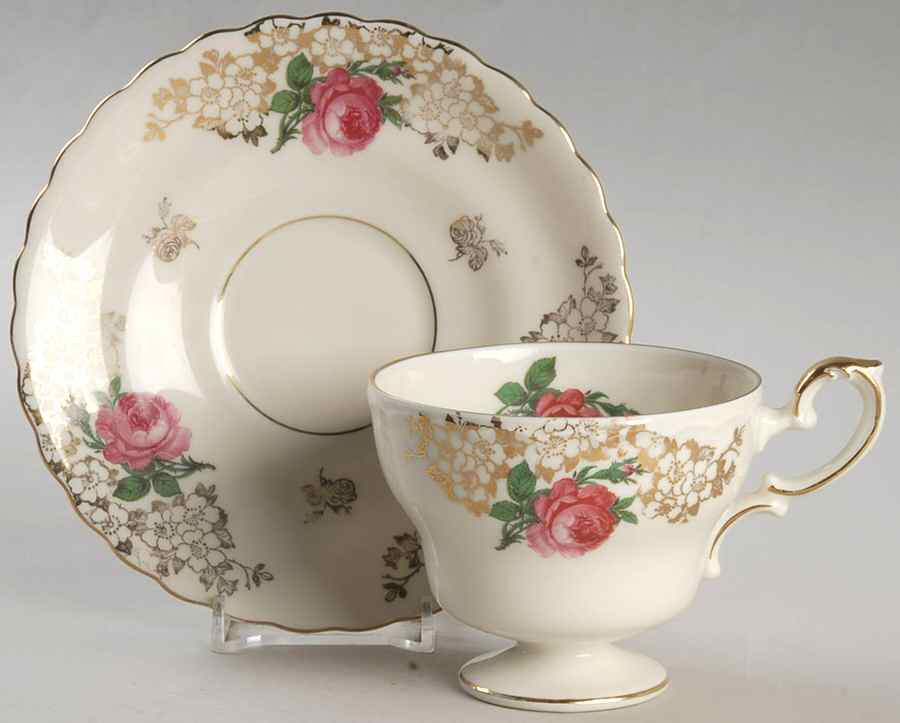 Roses Footed Cup & Saucer Set by Alka-1