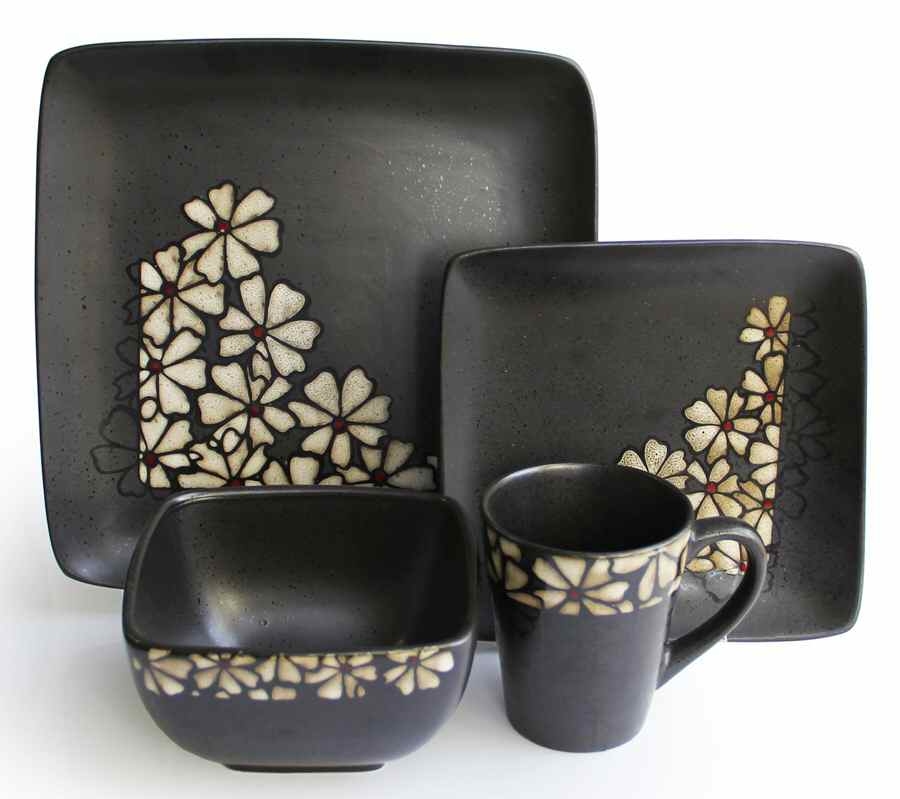 Jasmine White Square Dinner Plate by American Atelier-1