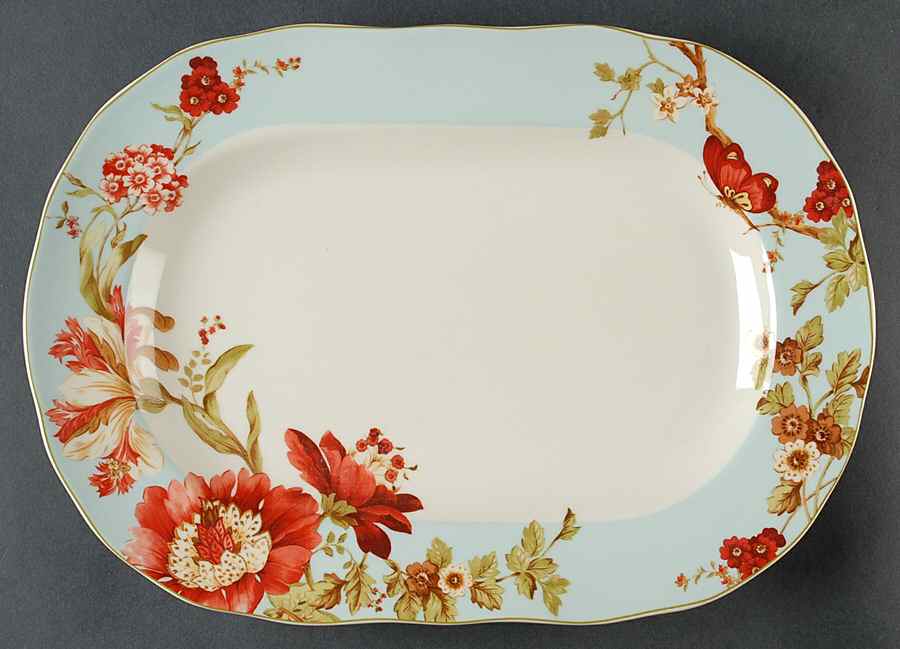 Spring Botanicals 14" Oval Serving Platter by 222 Fifth (PTS)-1