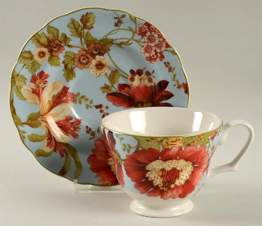 Spring Botanicals Footed Cup & Saucer Set by 222 Fifth (PTS)-1