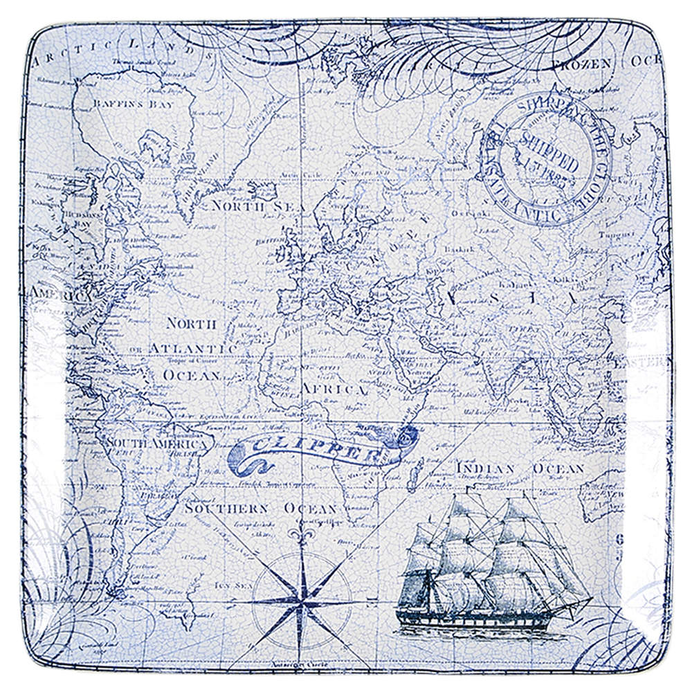 Due North 13" Square Serving Platter by 222 Fifth (PTS)-1