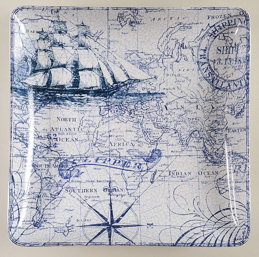 Due North Square Salad Plate by 222 Fifth (PTS)-1