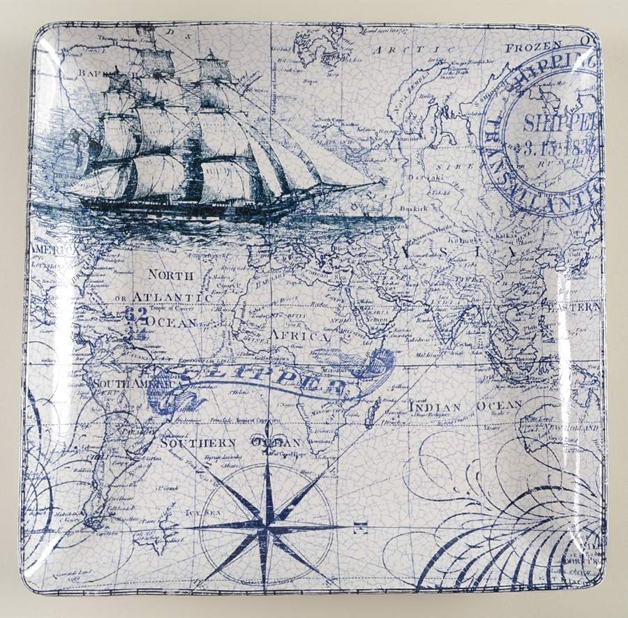 Due North Square Dinner Plate by 222 Fifth (PTS)-1