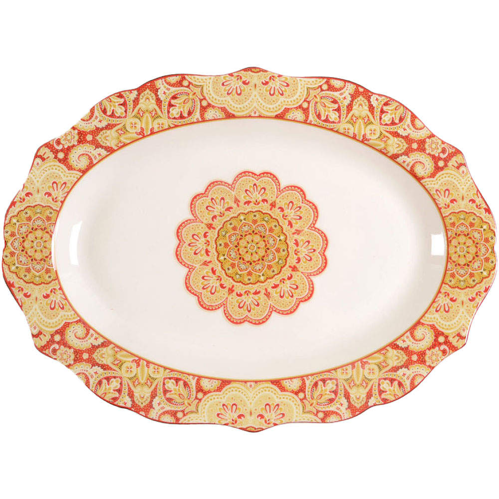 Lyria Saffron 14" Oval Serving Platter by 222 Fifth (PTS)-1