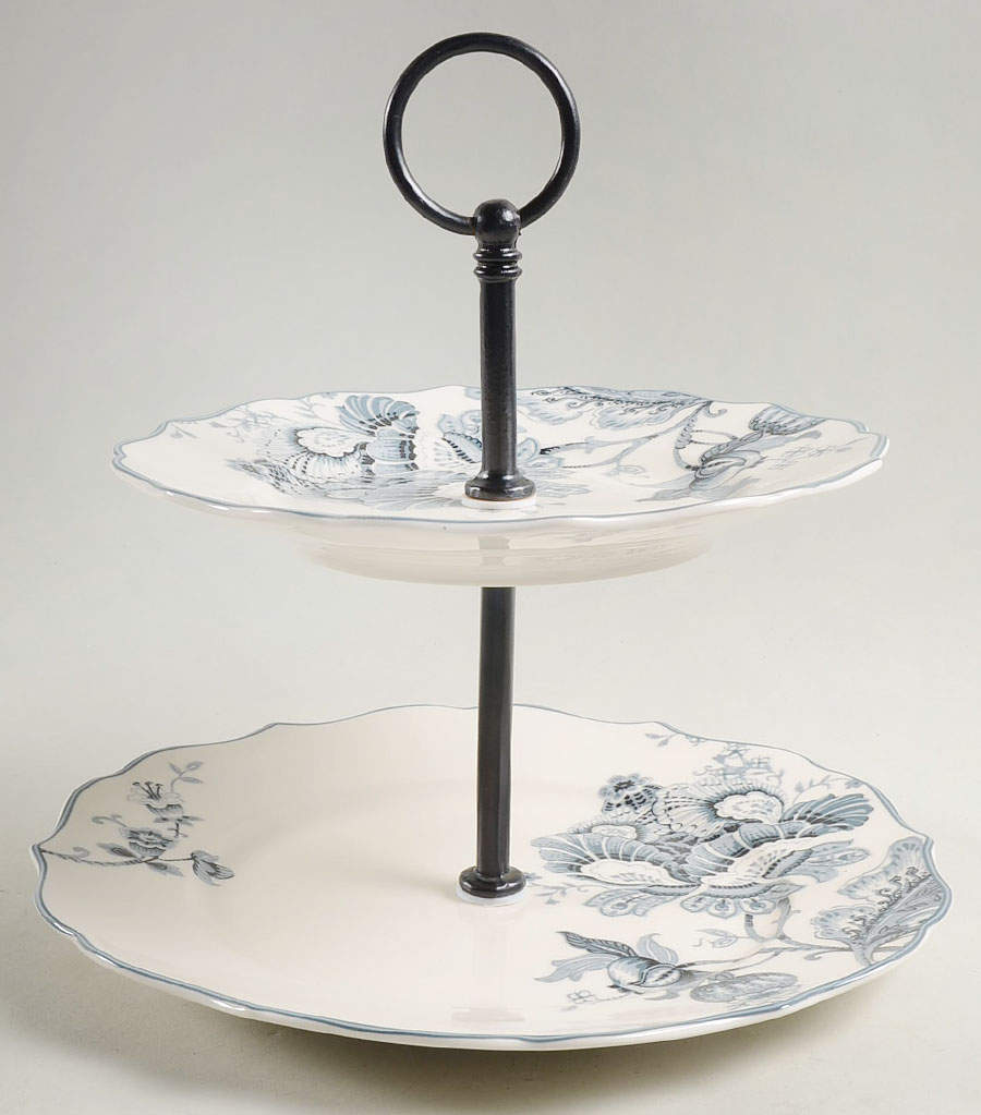 Gabrielle Grey 2 Tiered Serving Tray (Dinner & Salad Plate) by 222 Fifth (PTS)-1