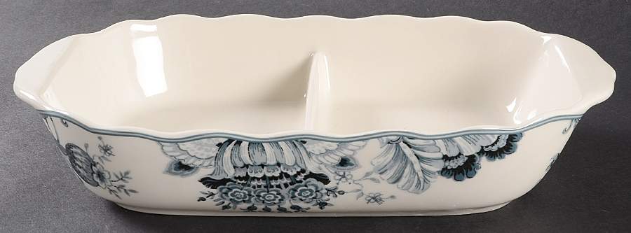 Gabrielle Grey 11" Oval Divided Vegetable Bowl by 222 Fifth (PTS)-1