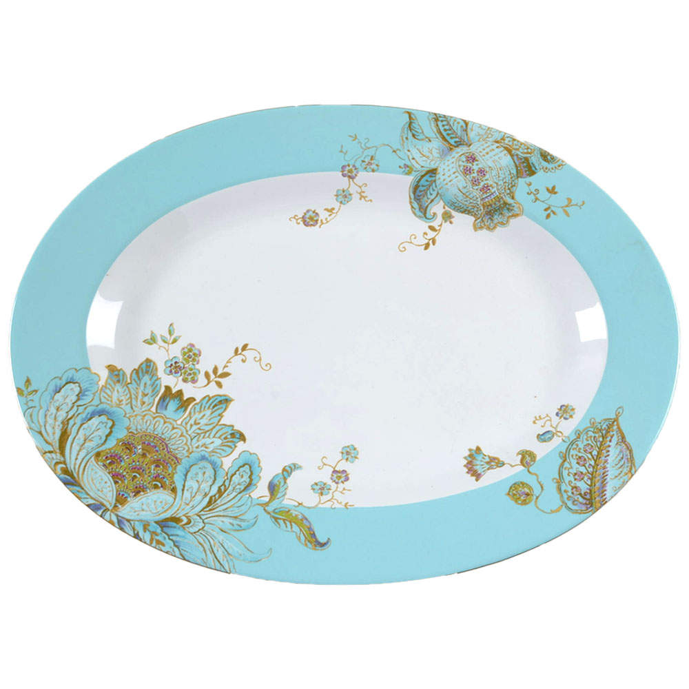 Eliza Spring Blue 14" Oval Serving Platter by 222 Fifth (PTS)-1