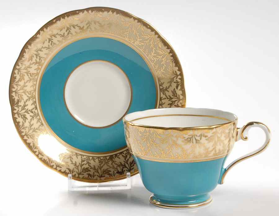 C163 (Teal) Footed Cup & Saucer Set by John  Aynsley & Sons-1
