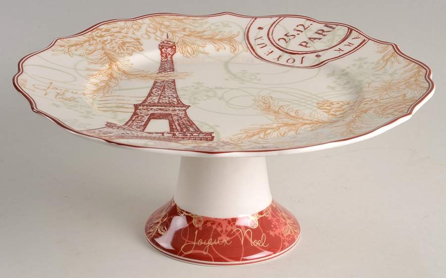 Joyeux Noel 10" Diameter Pedestal Cake Stand by 222 Fifth (PTS)-1