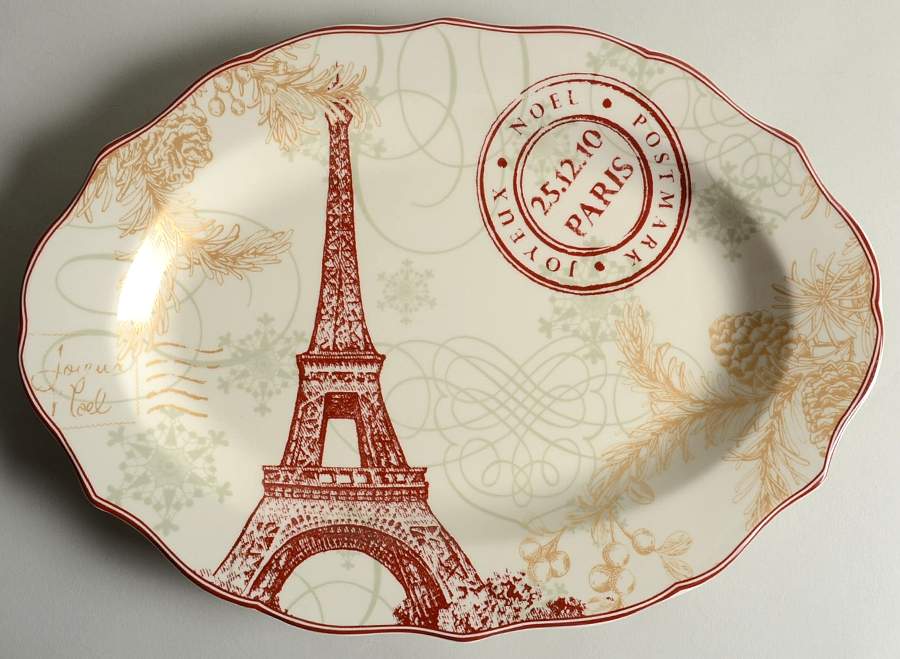 Joyeux Noel 14" Oval Serving Platter by 222 Fifth (PTS)-1