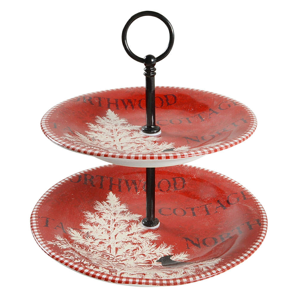 Northwood Cottage 2 Tiered Serving Tray (Dinner & Salad Plate) by 222 Fifth (PTS)-1