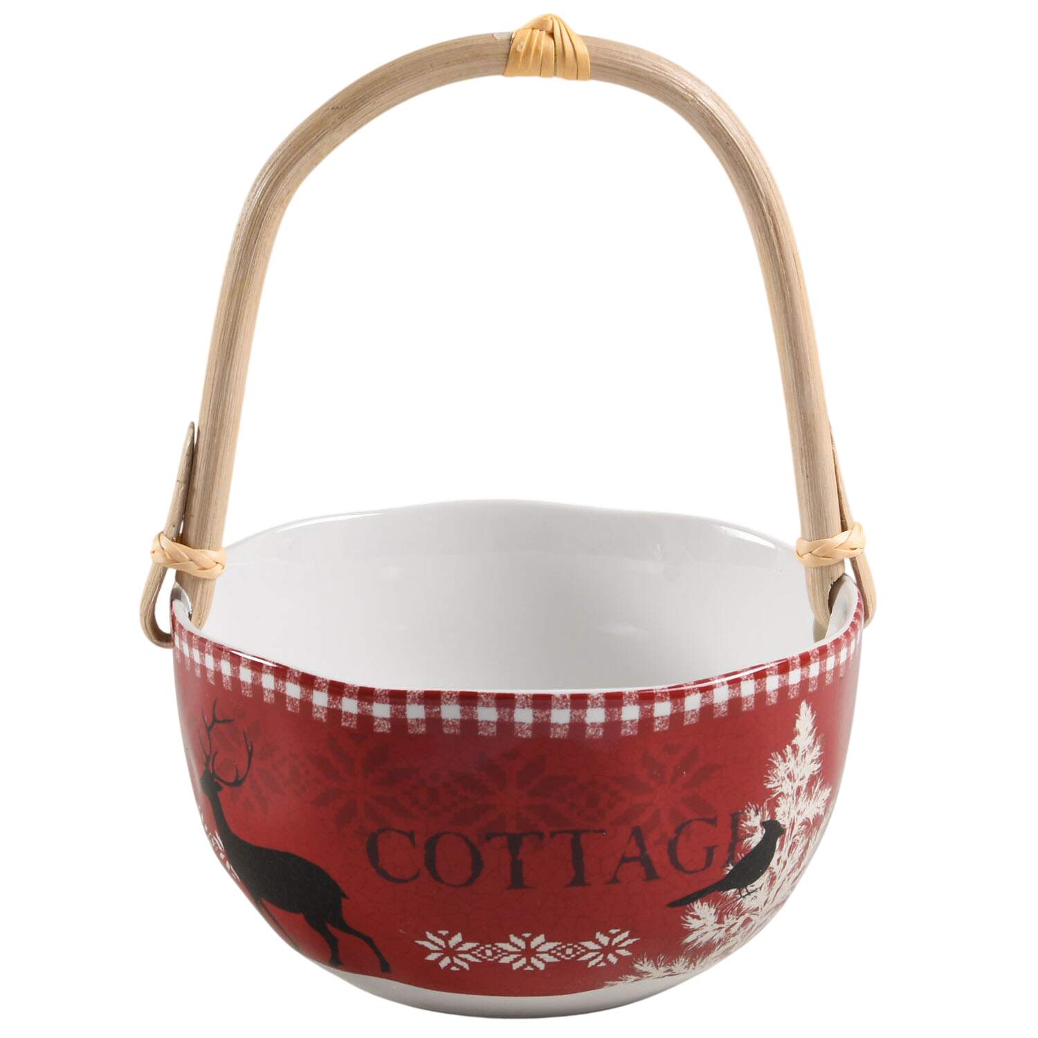 Northwood Cottage 7''-7 1/4'' Basket W/Bamboo Handle HC by 222 Fifth (PTS)-1