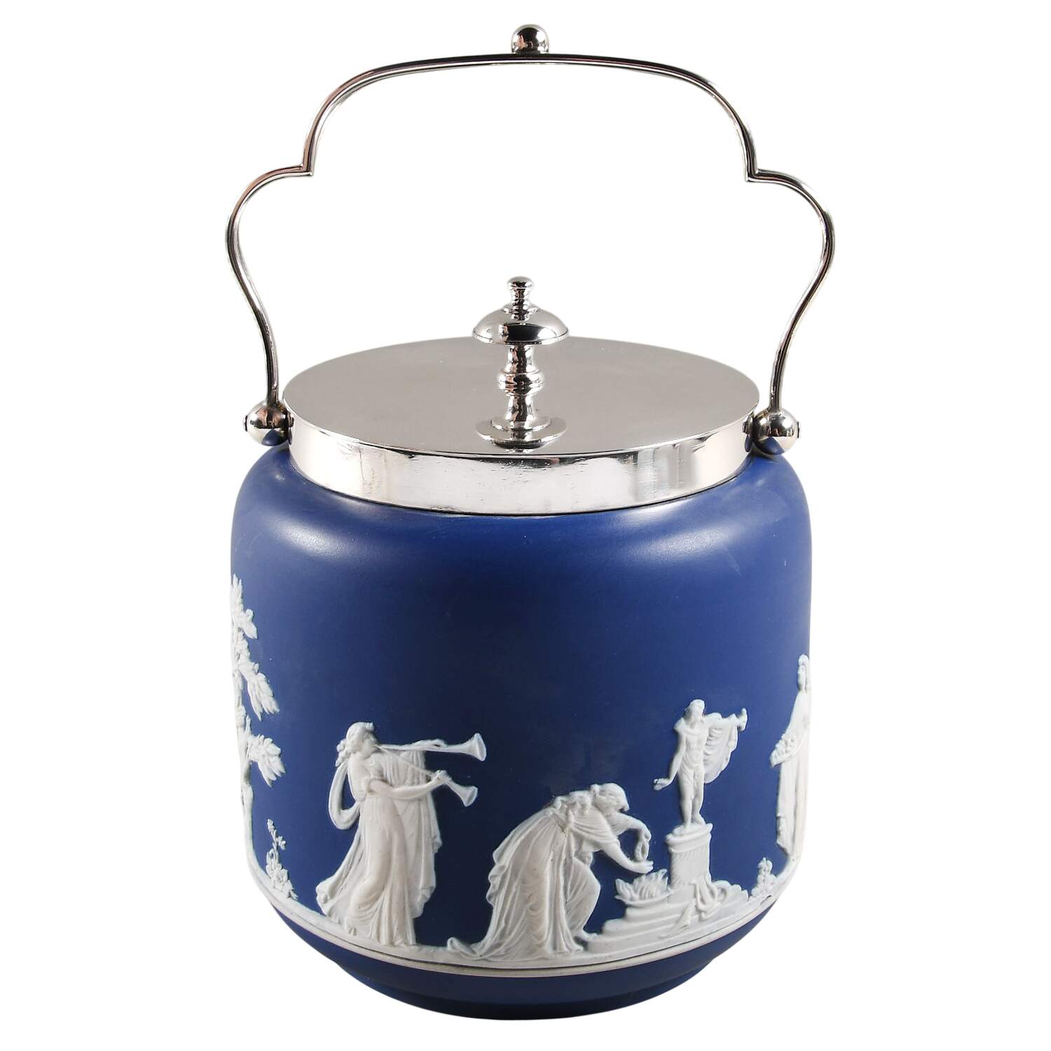 Jasper Blue Biscuit Barrel & Lid by Adams China-1