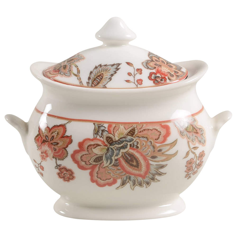Winter Floral Red Sugar Bowl & Lid by 222 Fifth (PTS)-1