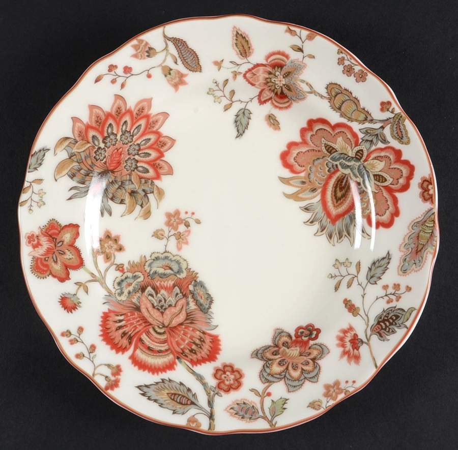 Winter Floral Red Salad Plate by 222 Fifth (PTS)-1