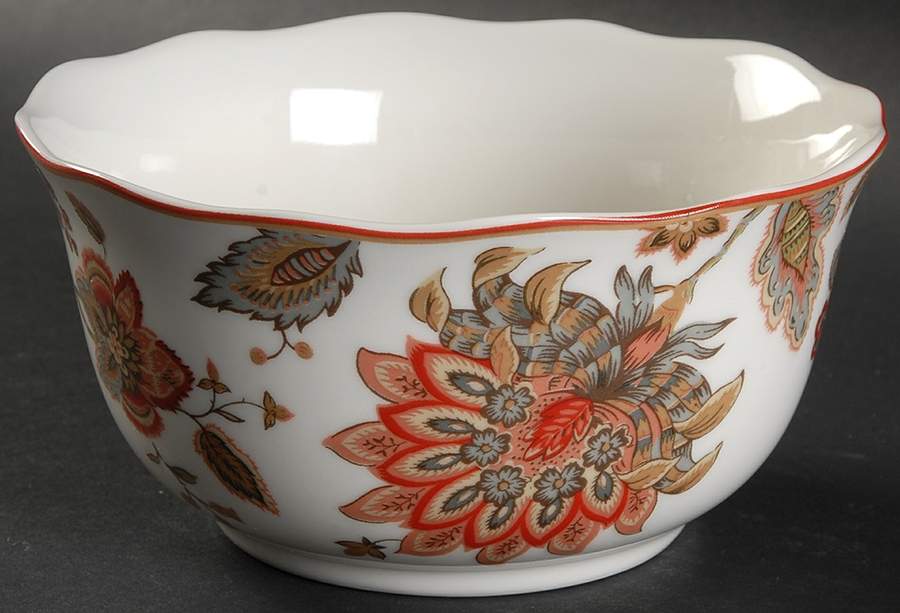 Winter Floral Red Soup/Cereal Bowl by 222 Fifth (PTS)-1