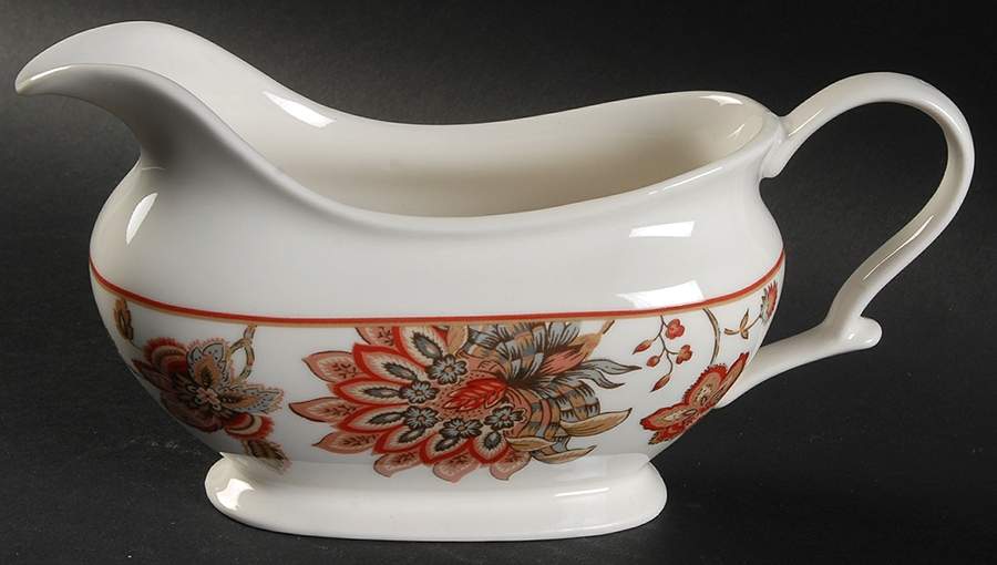Winter Floral Red Gravy Boat by 222 Fifth (PTS)-1