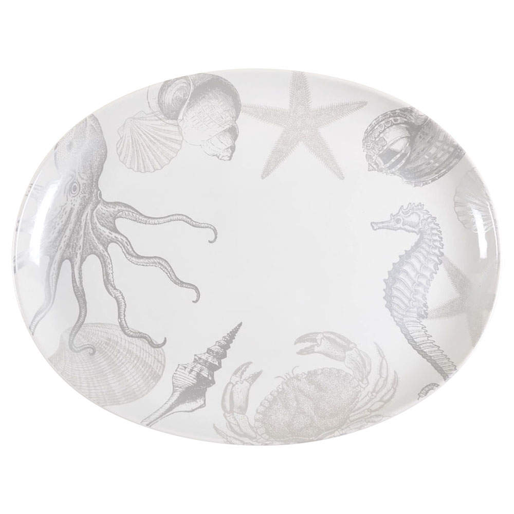 Coastal Life Silver (Gray) 18" Oval Serving Platter by 222 Fifth (PTS)-1