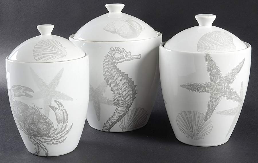 Coastal Life Silver (Gray) (3 Piece) Canister Set (Box Set) by 222 Fifth (PTS)-1