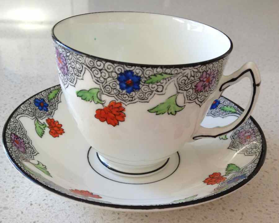 1442 Footed Cup & Saucer Set by Atlas (England)-1